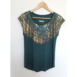 Lucky brand green gold foil top